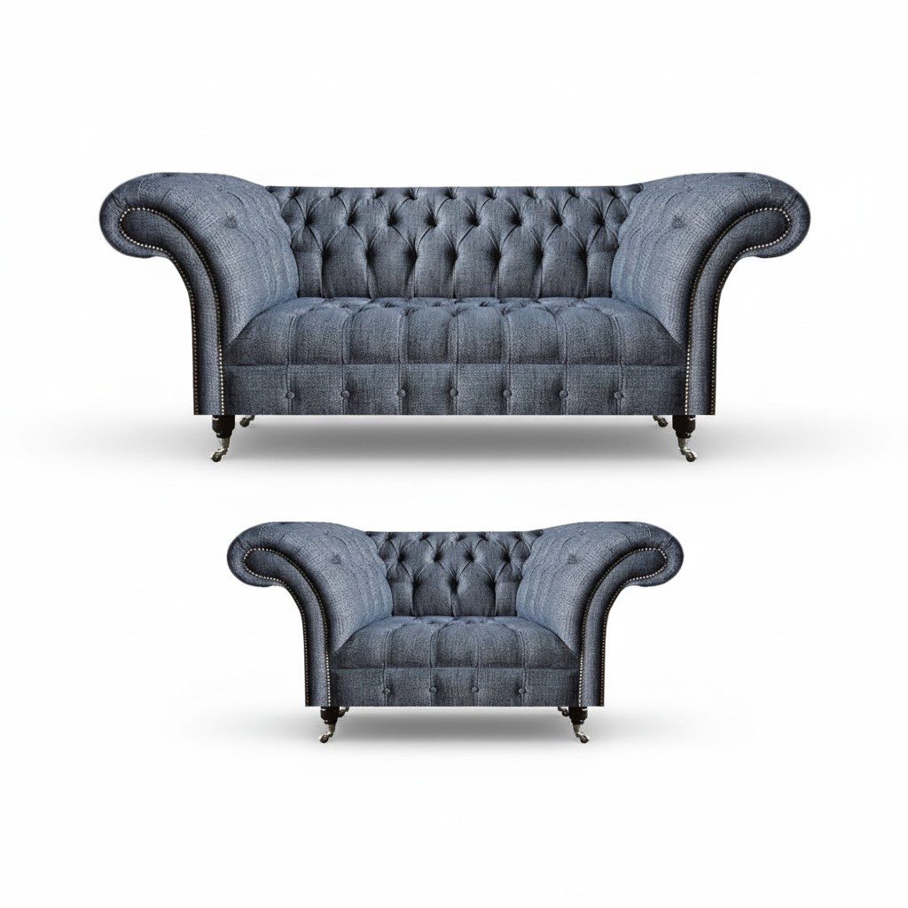 Wohnzimmer Chesterfield Sofas Designer Polster Garnitur 3-Sitzer 2-er