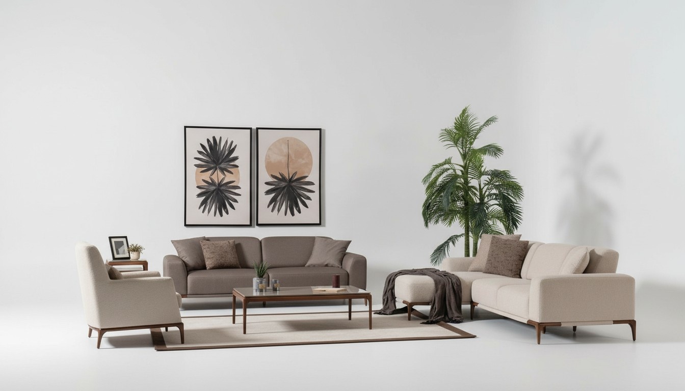 Wohnzimmer Ecksofa L-Form Sofa 3 Sessel Couchtisch 2x Beistelltische Set