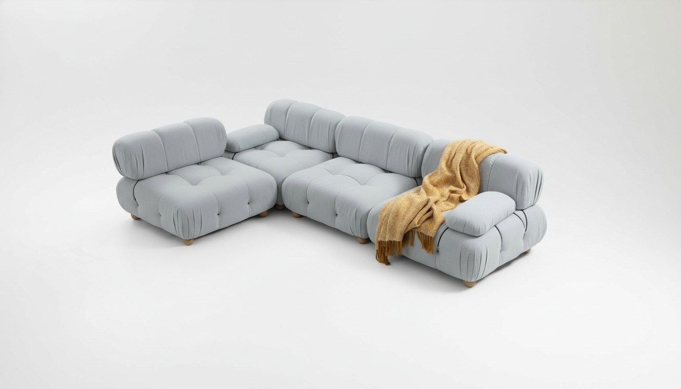 Wohnzimmer Ecksofa Sofa Stoff Sofas Eck Grau Modern Polyester Design