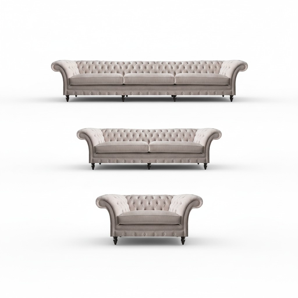 Wohnzimmer Einrichtung 2x Sofas Luxus Polstermöbel Sessel Chesterfield
