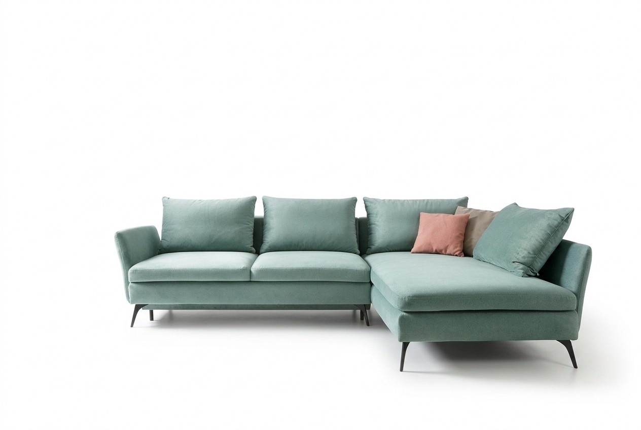 Wohnzimmer Grün Möbel Textil Sofas Ecksofa L Form Couch Polstermöbel Schlafsofa
