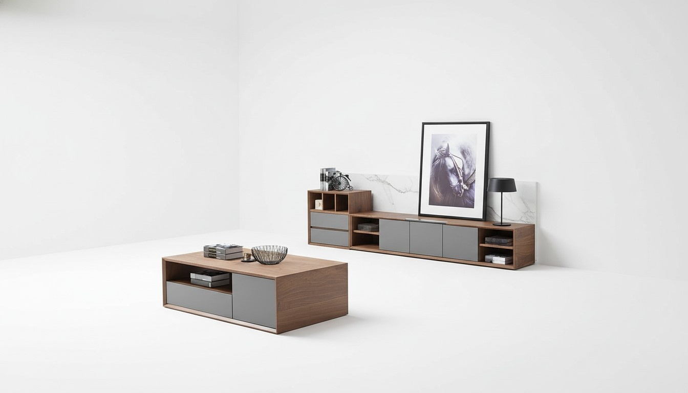 Wohnzimmer Komplett Set Kommode Sideboard RTV Schrank Wand Garnitur