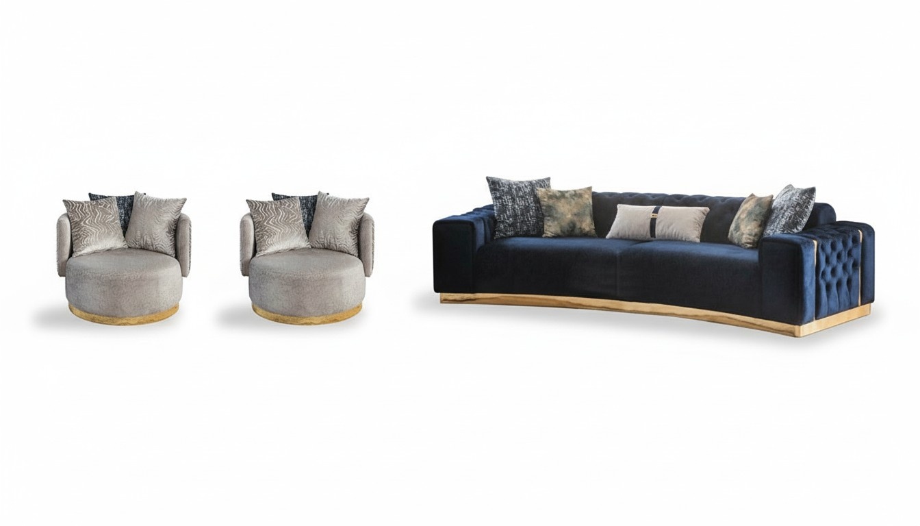 Wohnzimmer SItzgarnitur Chesterfield 4-Sitzer 2x Sessel 3tlg
