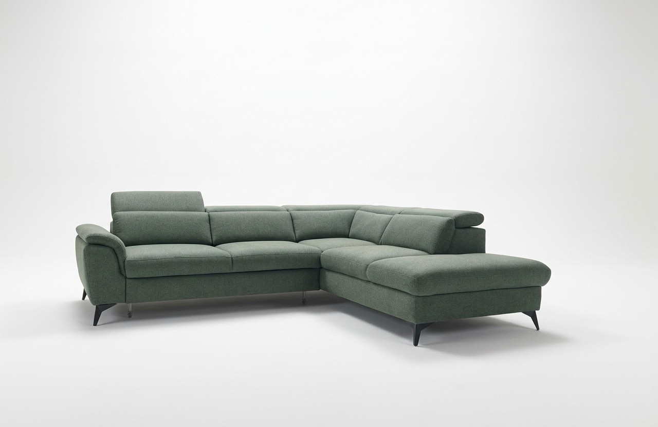 Wohnzimmer L-Form Modern Grün Design Sofas Neu Ecksofa Polsterung Couch Textil