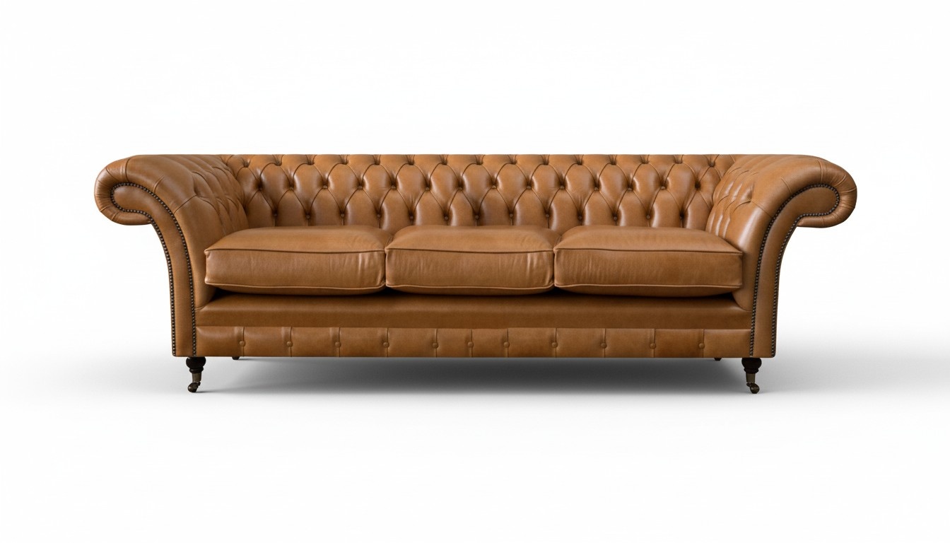 Wohnzimmer Luxuriöse Sofa Dreisitzer Couch Braun Luxuriöse Chesterfield