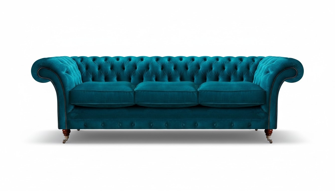 Wohnzimmer Luxus Dreisitzer Sofa Couch Chesterfield Stoff Polstersofa