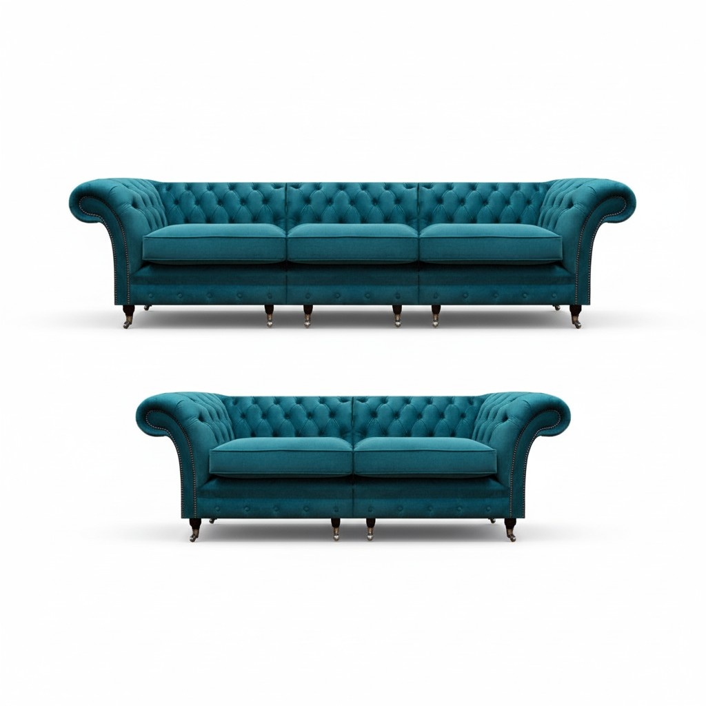 Wohnzimmer Luxus Sofas Polstermöbel Dreisitze mit Couch Zweisitzer Chesterfield