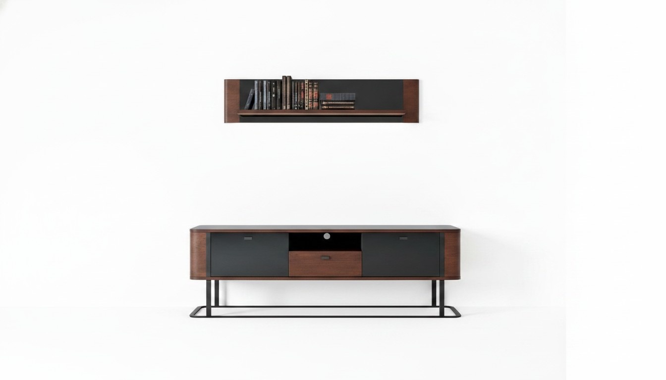 Wohnzimmer Modern Einrichtung Wandregal TV-Lowboard Luxuriöses Sideboard