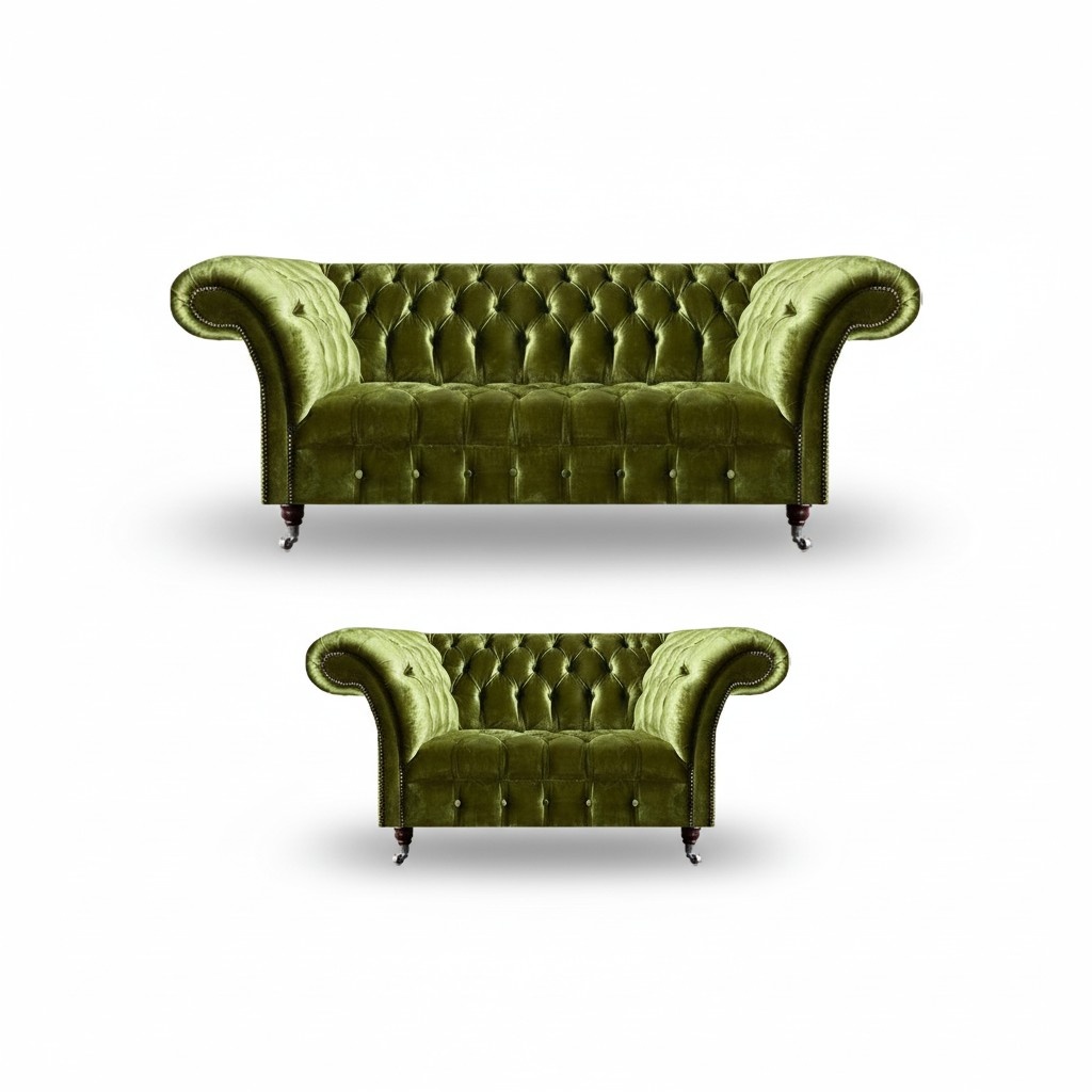 Wohnzimmer Moderne Sitzgruppe Möbel 2x Sofas Luxuriöse Chesterfield