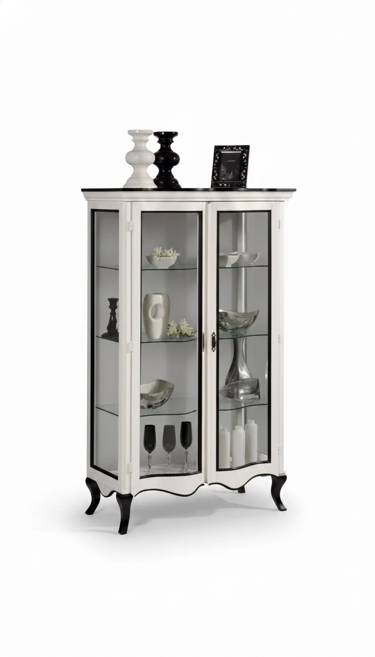Wohnzimmer Möbel Anrichte Holz Vitrinen Glas Schrank Echtholz Vitrine