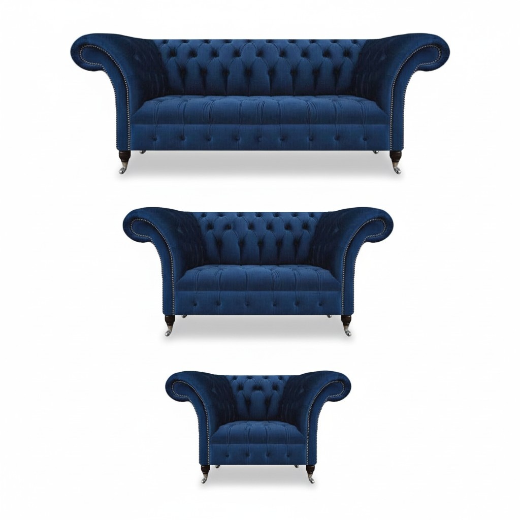Wohnzimmer Neu Designer Set 3tlg Chesterfield Polstersitz Polstermöbel