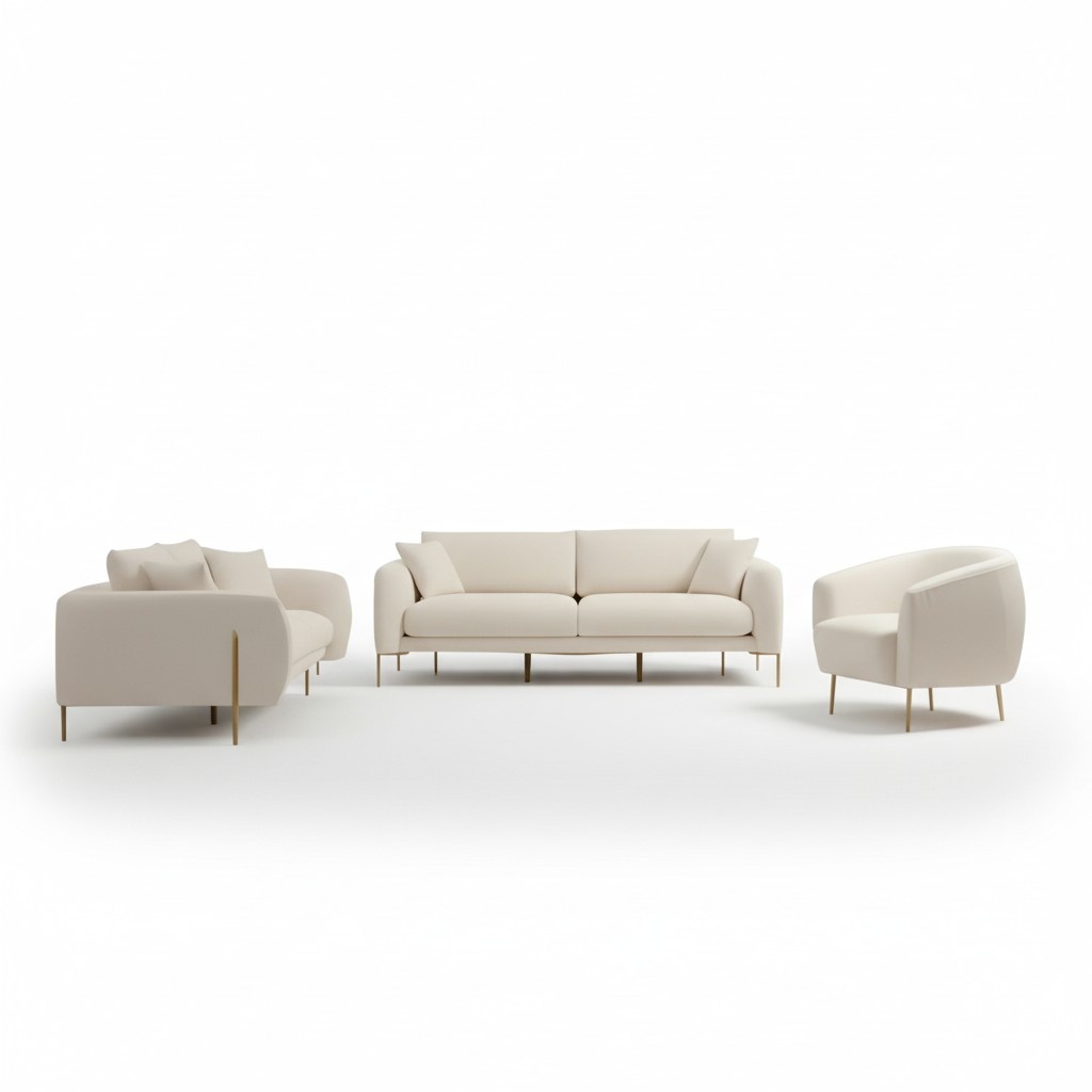 Wohnzimmer Polster Sofa Set Dreisitzer 2-Sitzer Luxuriöser Textil Sessel