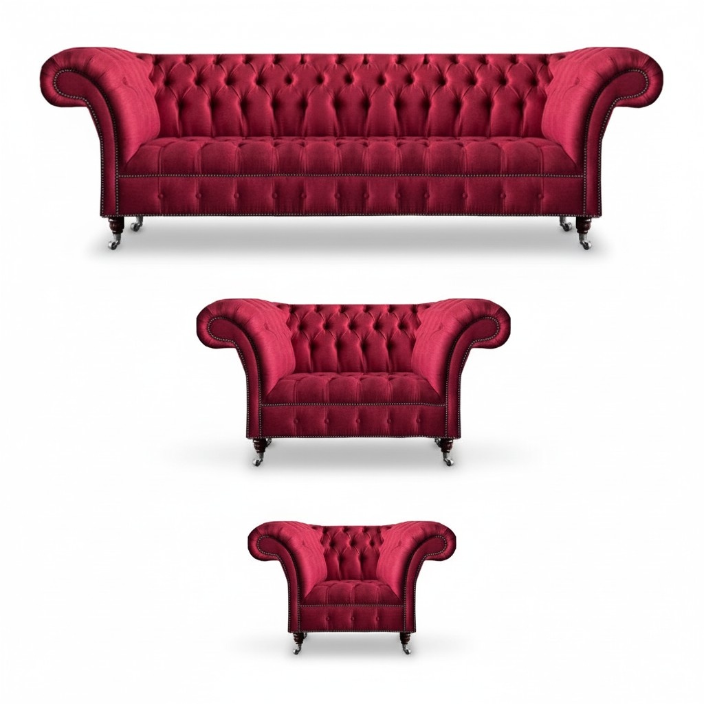 Wohnzimmer Rosa Chesterfield Polster Sitzgarnitur Luxuriöser 3tlg Set