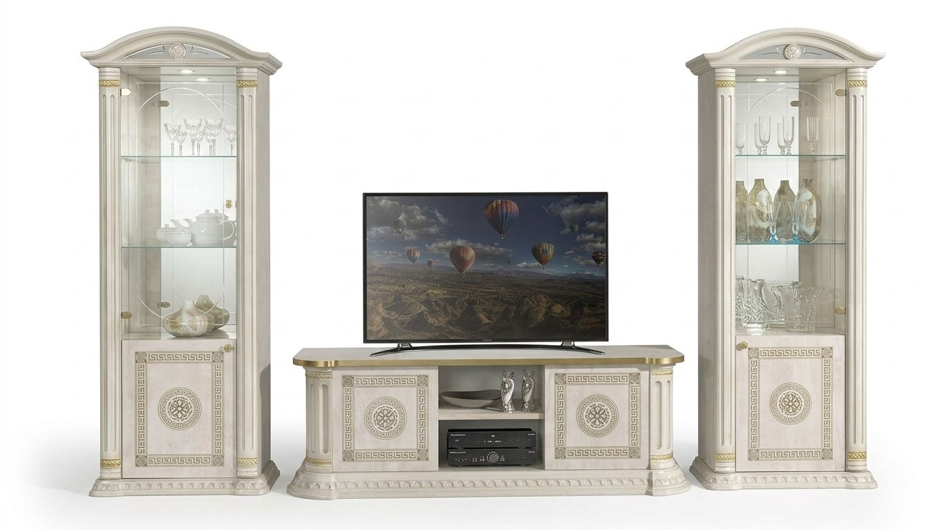Wohnzimmer RTV Vitrine Sideboard Fernseh Kommode Schrank Gruppe XXL Set 3tlg.
