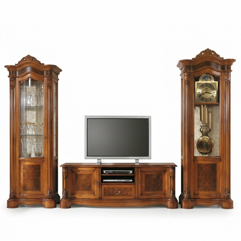Wohnzimmer RTV Vitrine Wohnwand Schränke TV Art déco Vitrinen Set