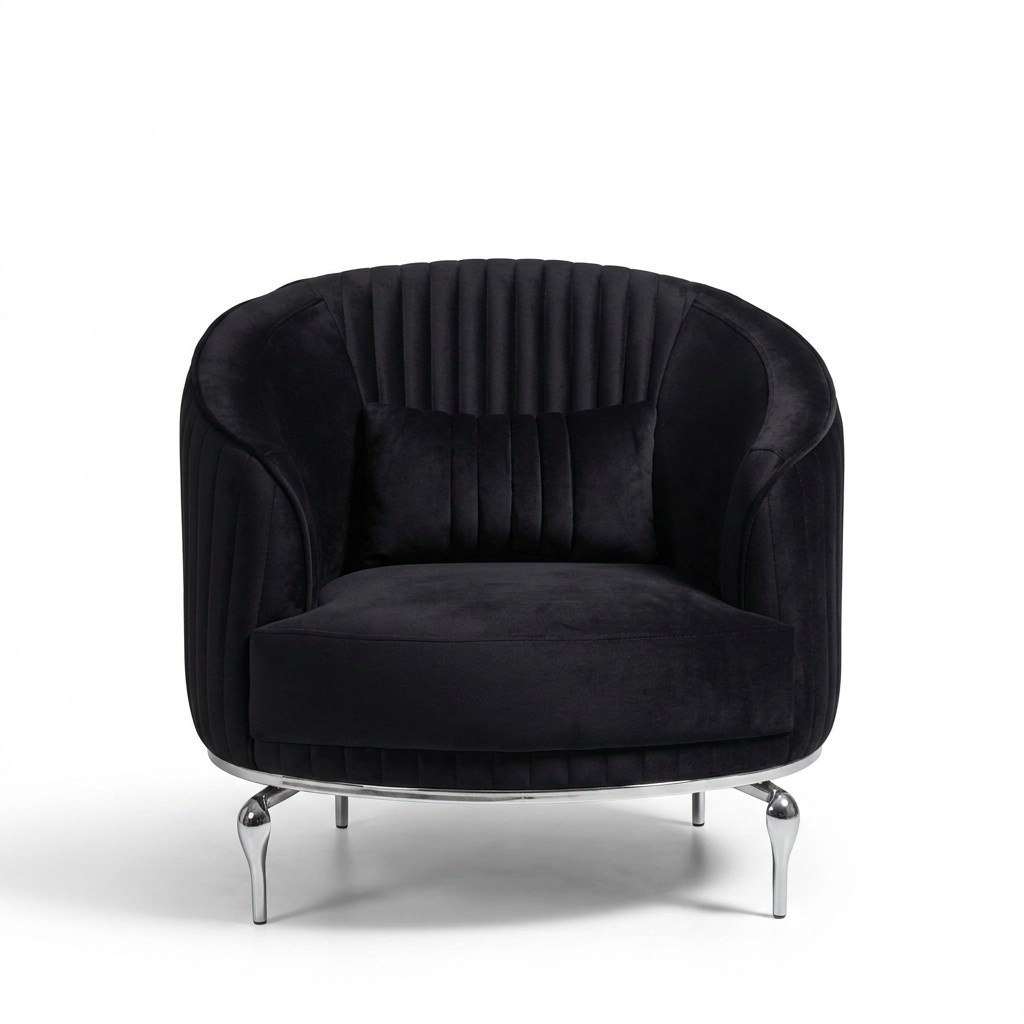 Wohnzimmer Sessel Design Couch Textil Polster Luxus Sitz Neu Schwarz