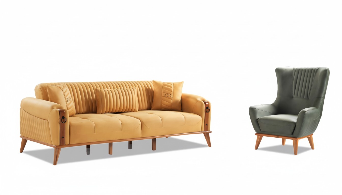 Wohnzimmer-Set 2tlg 3-Sitzer Sofa Sessel Leder Couchen Möbel 3+1 Garnitur