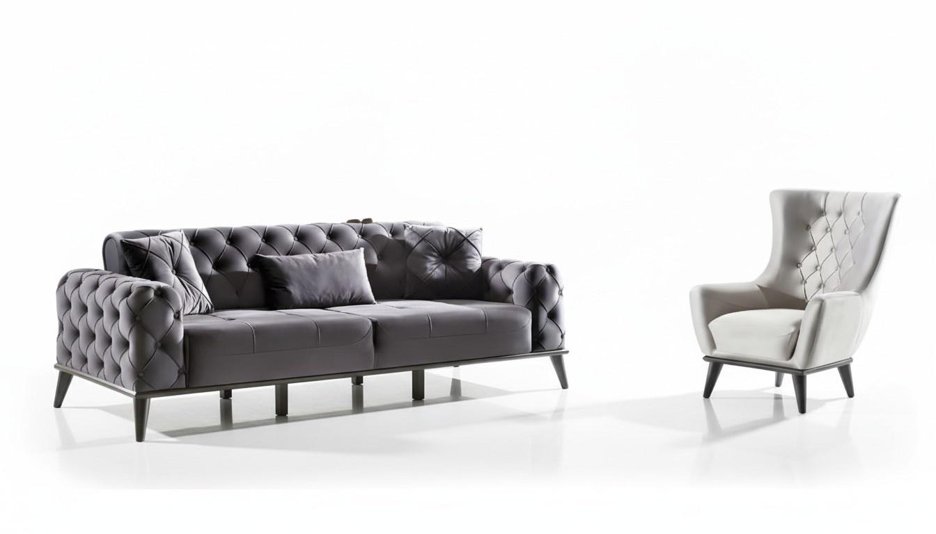 Wohnzimmer-Set 2tlg 3-Sitzer Sofa Sessel Textil Modern 3+1 Sofagarnitur Couch