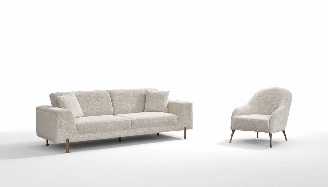 Wohnzimmer-Set 2tlg. 3-Sitzer-Sofa mit Sessel, modernes Design Stoffsofas