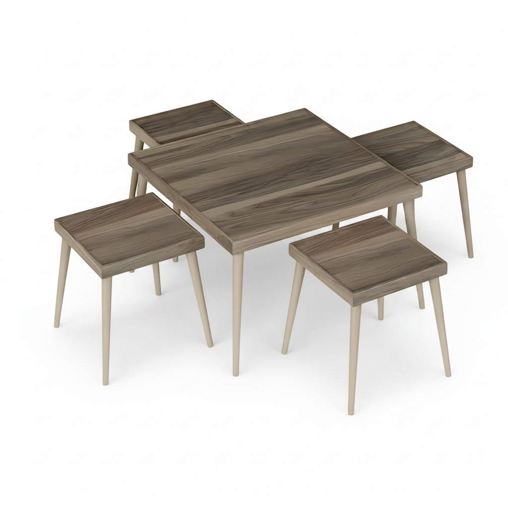 Wohnzimmer-Set aus Holz in Braun modern elegant