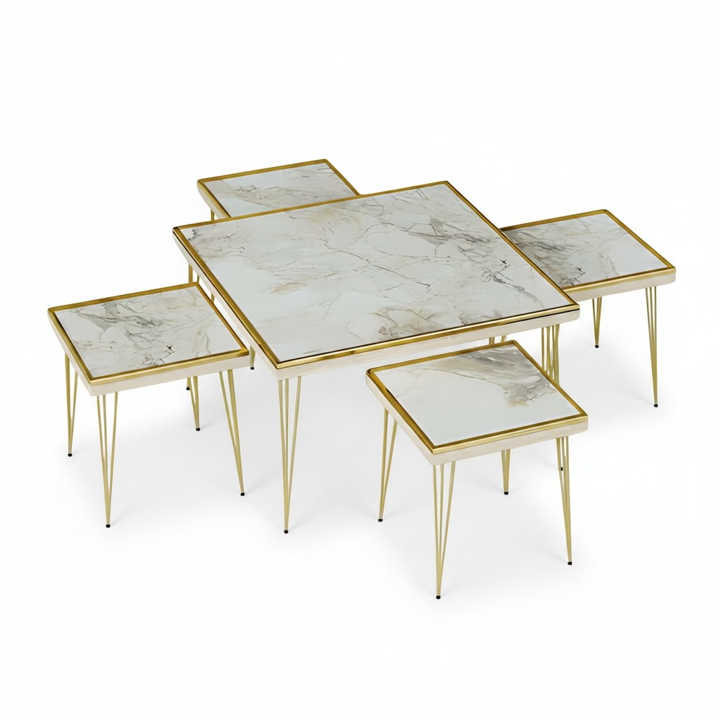 Wohnzimmer-Set Beige MDF Edelstahl modern elegant