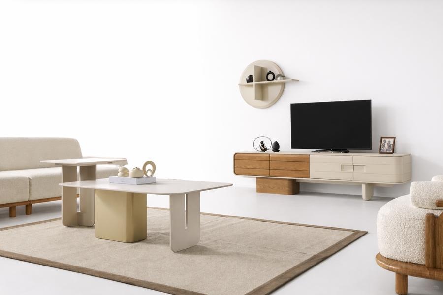 Wohnzimmer Set Beistelltisch Couchtisch TV Ständer Wandregal Holzmöbel