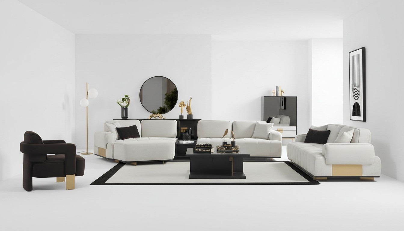 Wohnzimmer set Ecksofa L-form 3+1 Sitzer Sofa Couchgarnitur Möbel Sofas