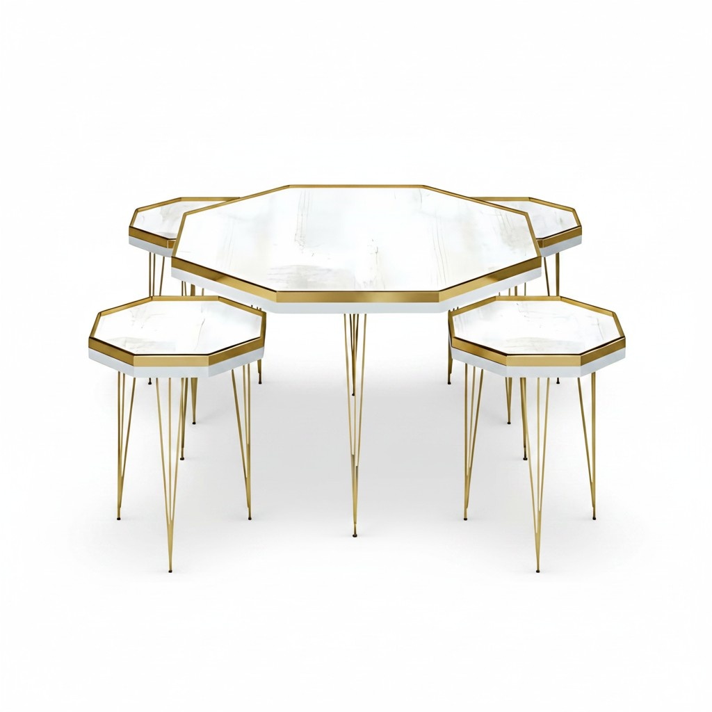 Wohnzimmer-Set Weiß Modern MDF Edelstahl Elegant