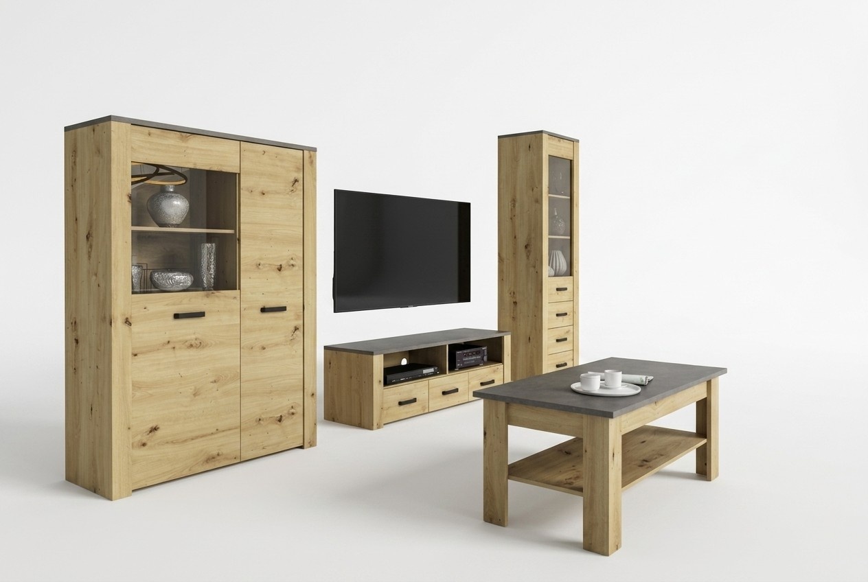Wohnzimmer Sideboard 2x Vitrine 3tlg. Wohnwand Neu Wohnzimmermöbel Set Designer