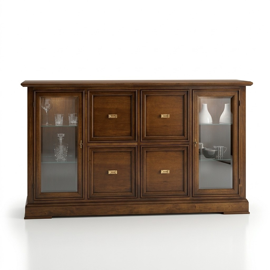 Wohnzimmer Sideboard Glas Schrank Vitrine Esszimmer Anrichte Holz Möbel