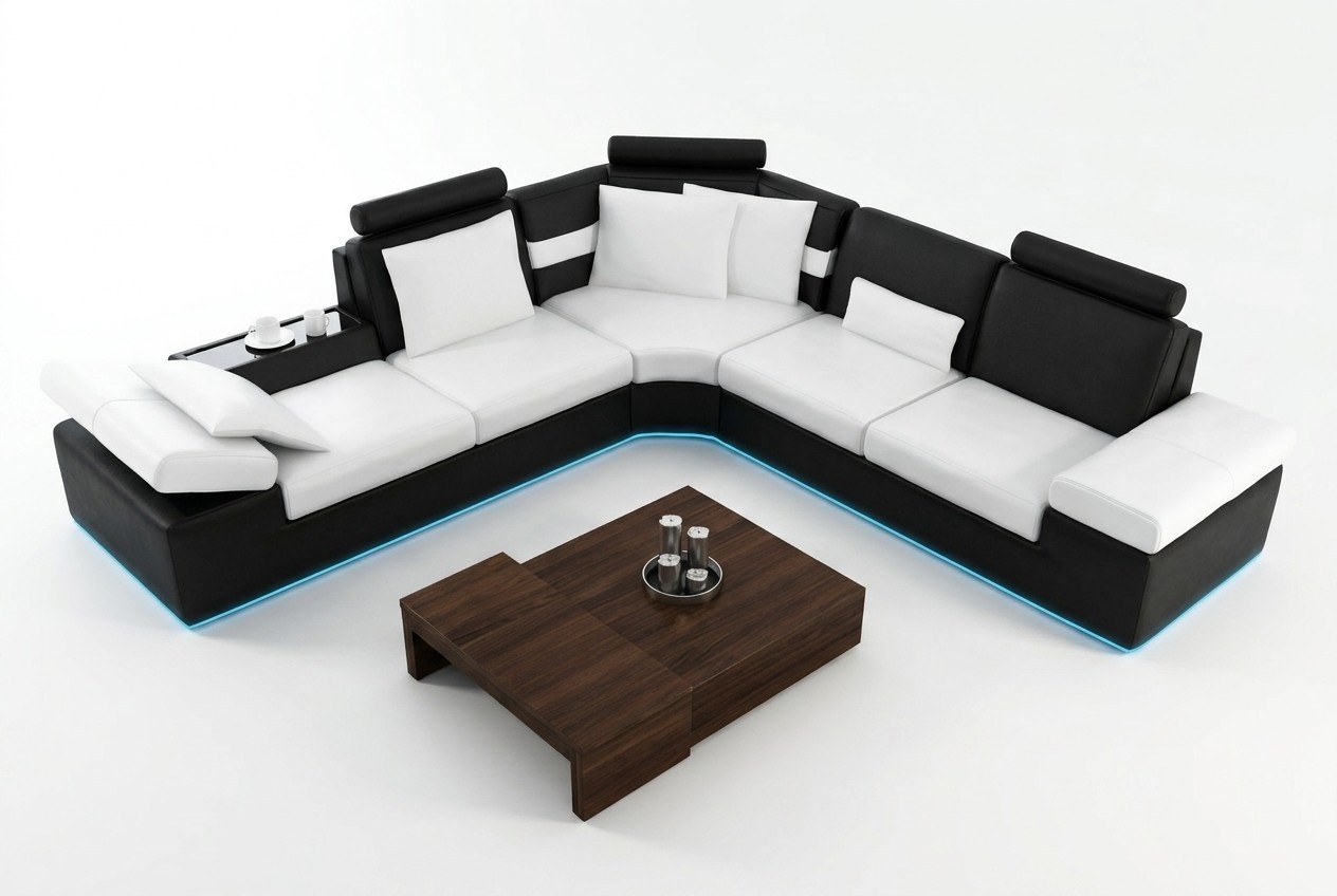 Wohnzimmer Sofa Ledersofa Polster Sitzgarnitur Moderne Multifunktions Couch USB