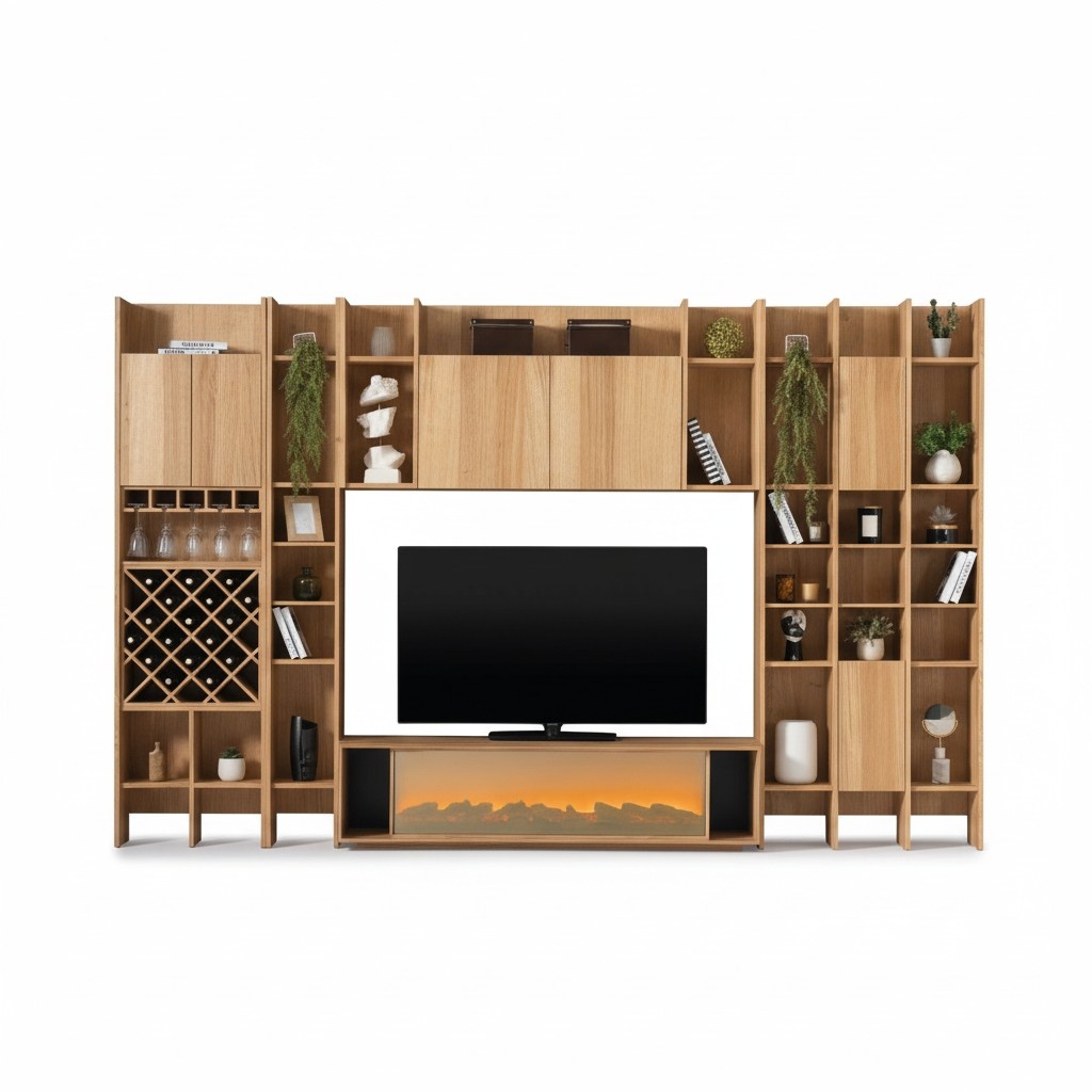 Wohnzimmer Wonwand Holz Luxus Garnitur neu Stil Modern Luxus braun