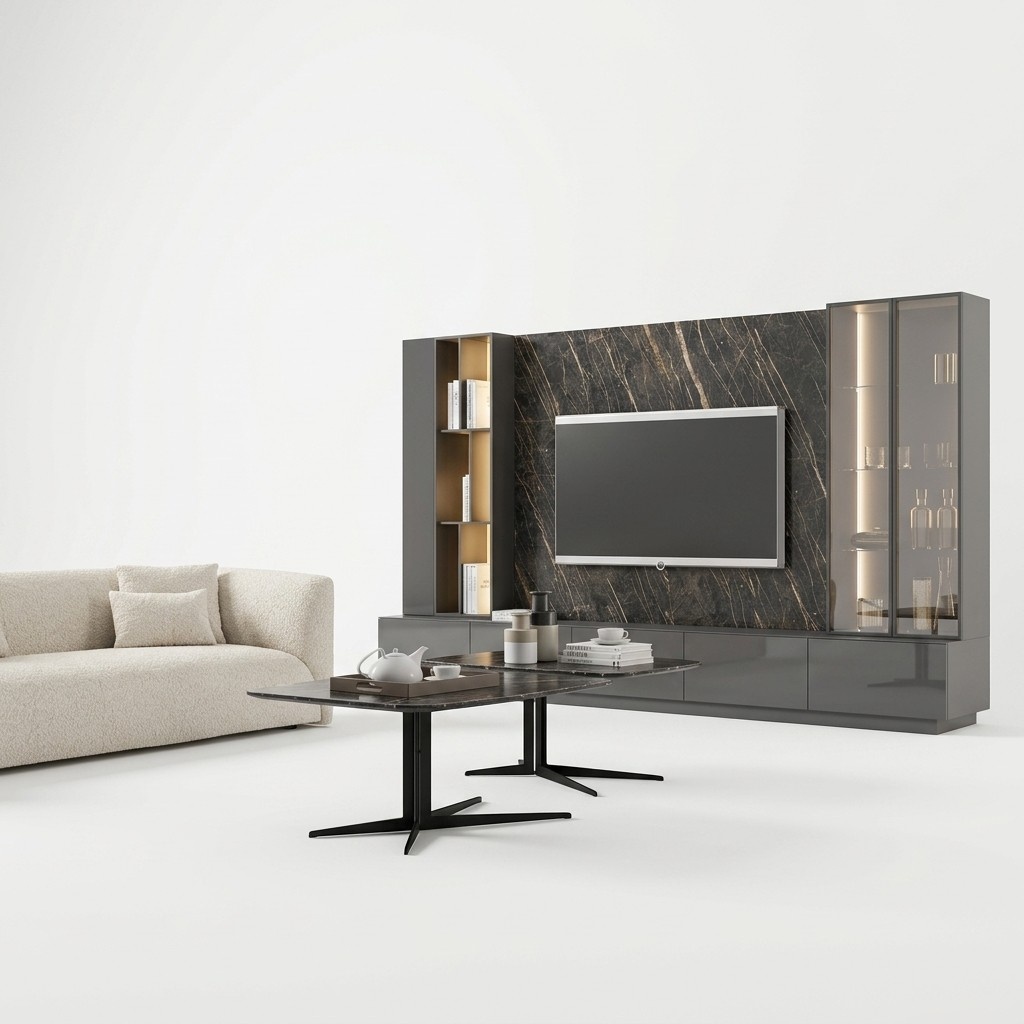 Wohnzimmermöbel Komplette Set 6tlg Designer Wohnwand Holzmöbel Luxus Einrichtung