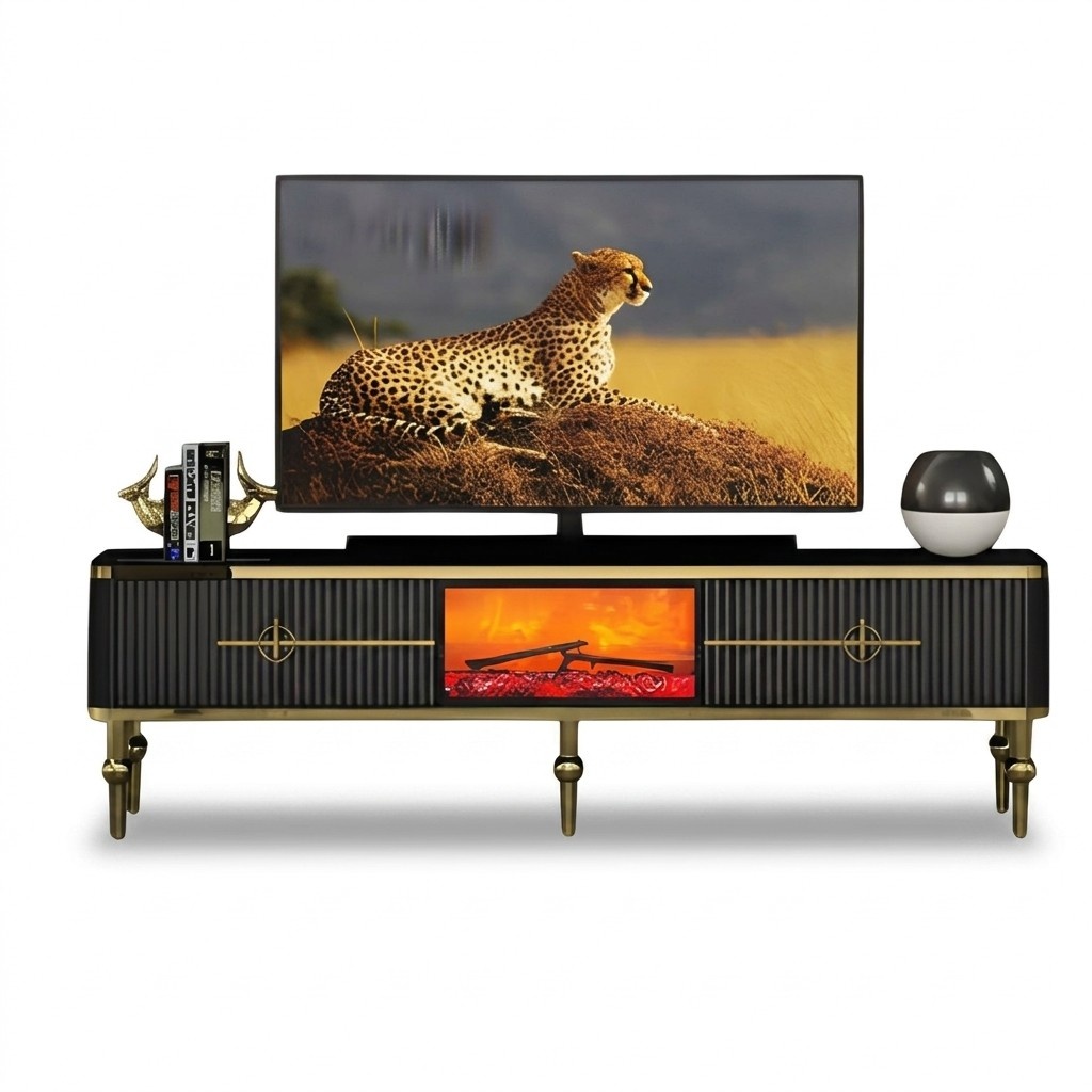 Wohnzimmerschrank TV Lowboard Sideboard Dekokamin Zeitlos Modern Design