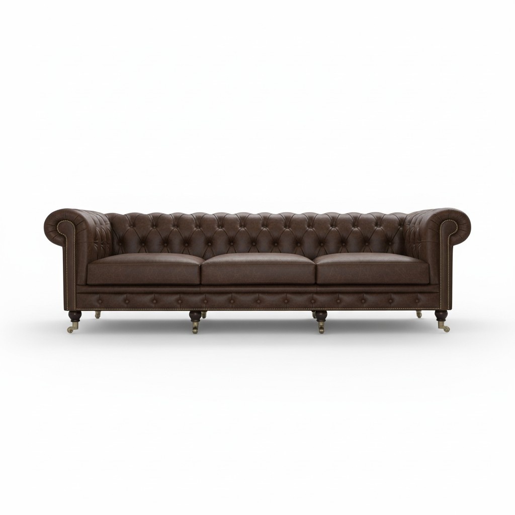 XXL Big Chesterfield Big Sofa 275cm 5Sitz Polster Couch Deisgner Leder Neu C.10