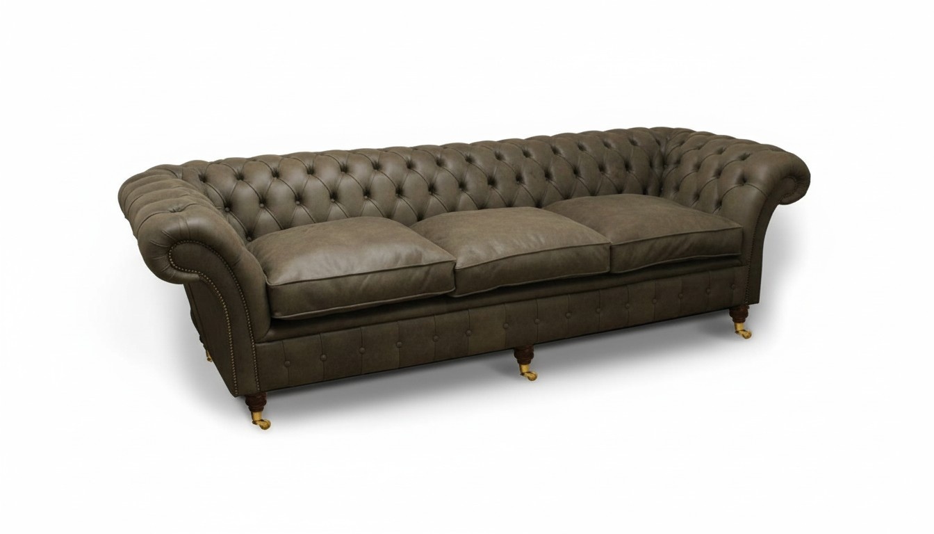 XXL Big Sofa 4 Sitzer Couch Chesterfield Polster Garnitur Leder Textil Braun Neu