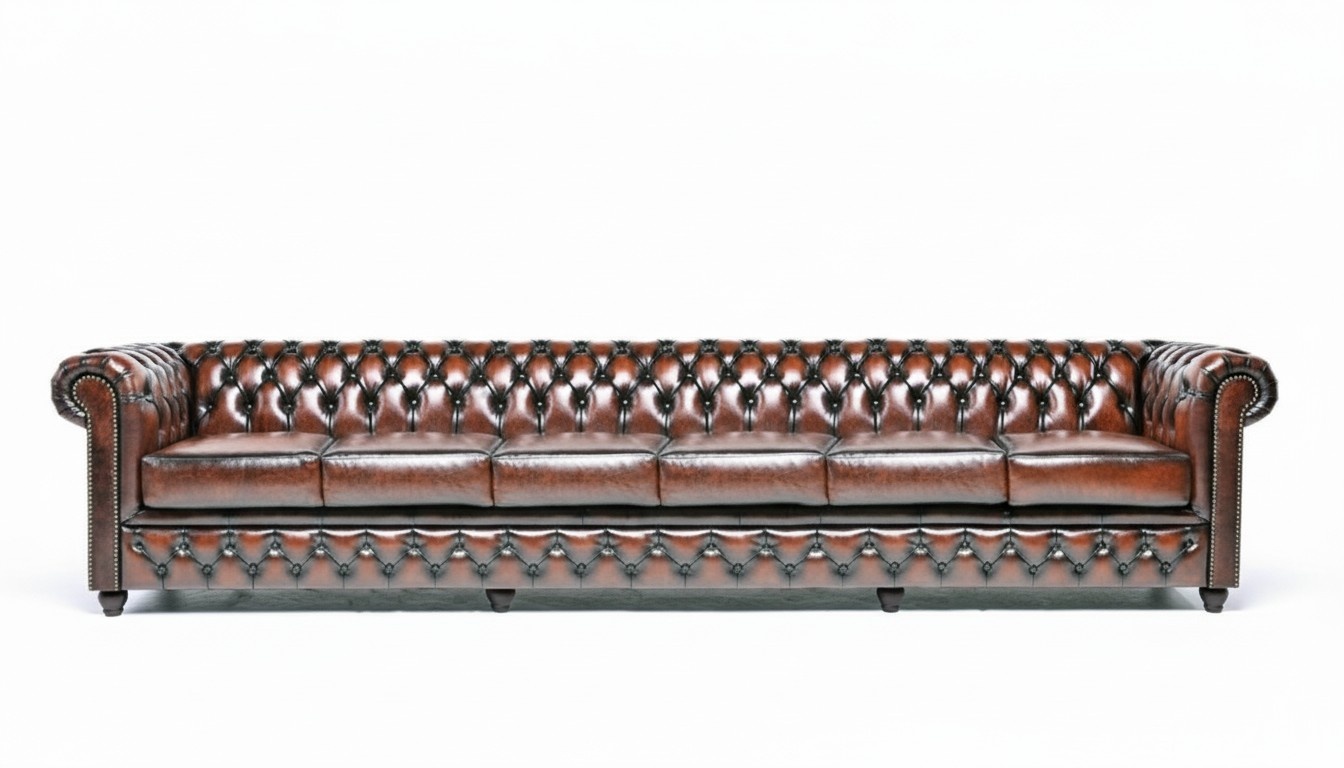XXL Big Sofa Club Lounge Disko Möbel 6 Sitzer Braun Couchen Chesterfield Sofas