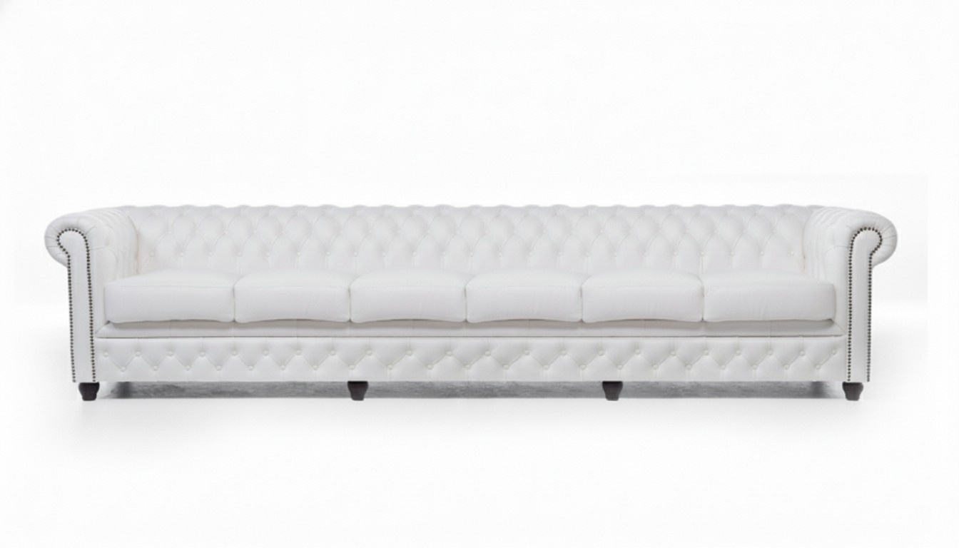 XXL Big Sofa Club Lounge Weiße Möbel 6 Sitzer Große Couchen Chesterfield Sofas