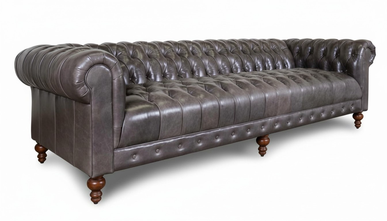 XXL Big Sofa Couch Chesterfield 240cm Polster Sofas 4 Sitzer Leder Textil #273