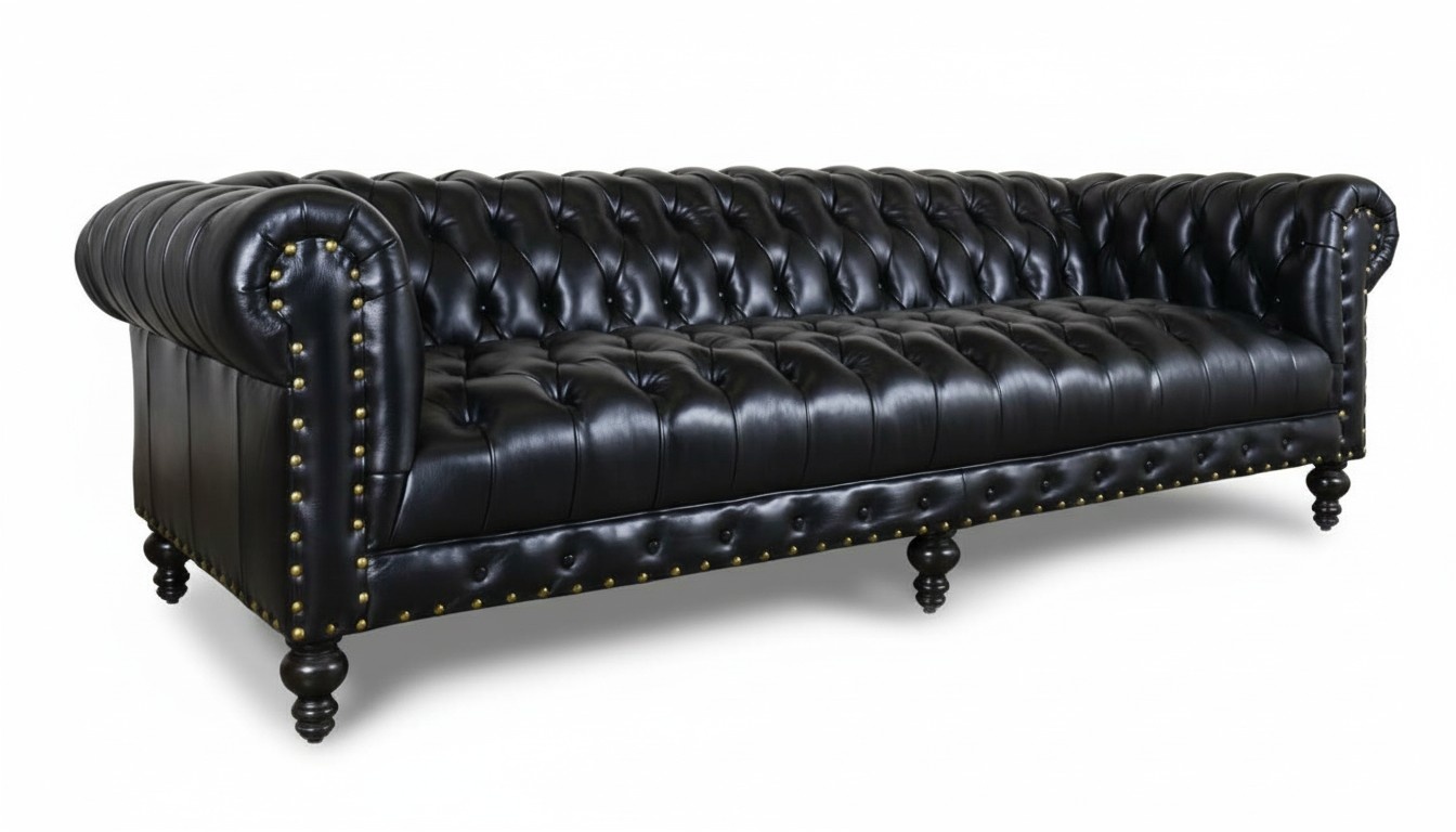 XXL Big Sofa Couch Chesterfield 240cm Polster Sofas 4 Sitzer Leder Textil #272