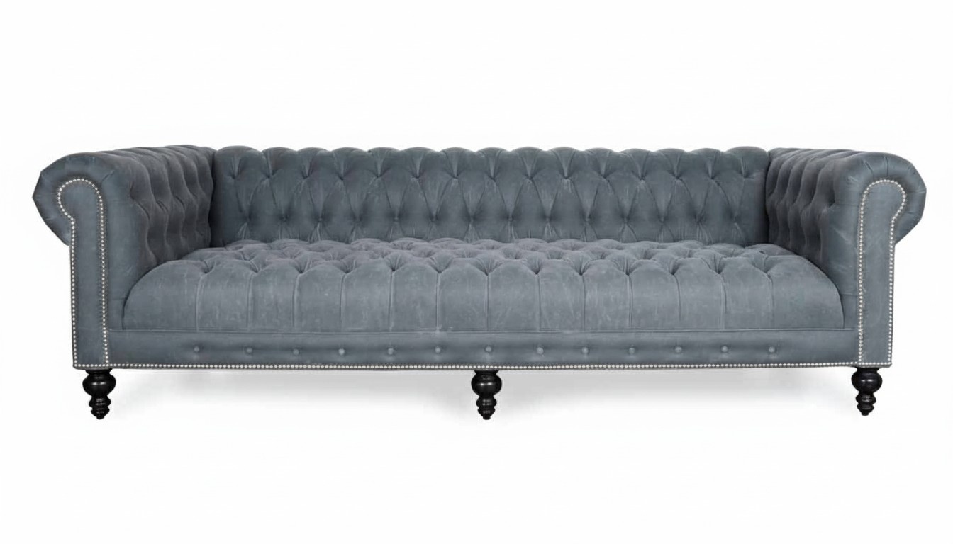 XXL Big Sofa Couch Chesterfield 240cm Polster Sofas 4 Sitzer Leder Textil #267