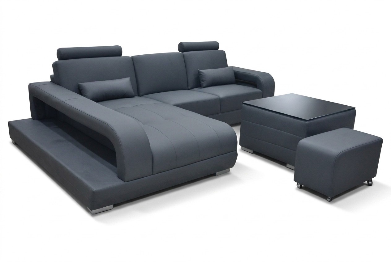 XXL Couch Ecksofa Leder Wohnlandschaft Garnitur Design Modern Sofa L-Form + USB