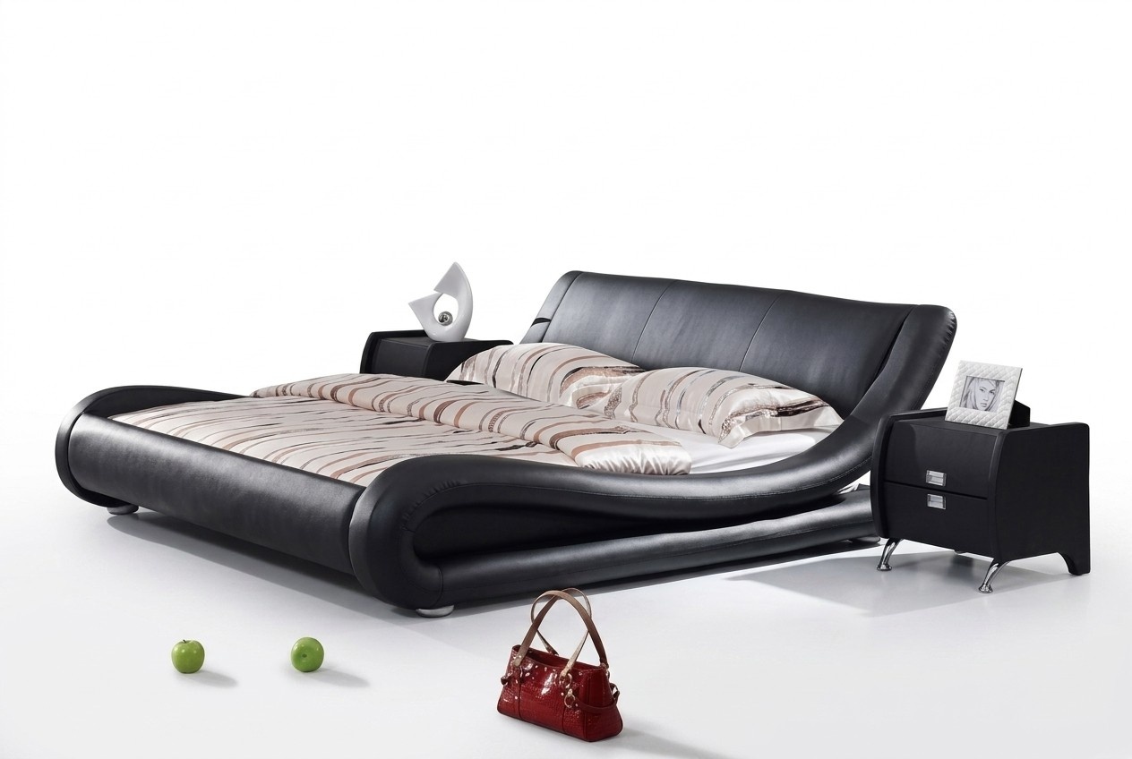 XXL Doppelbett Lederbett Bett Betten Leder Polster Ehe Designer 4761