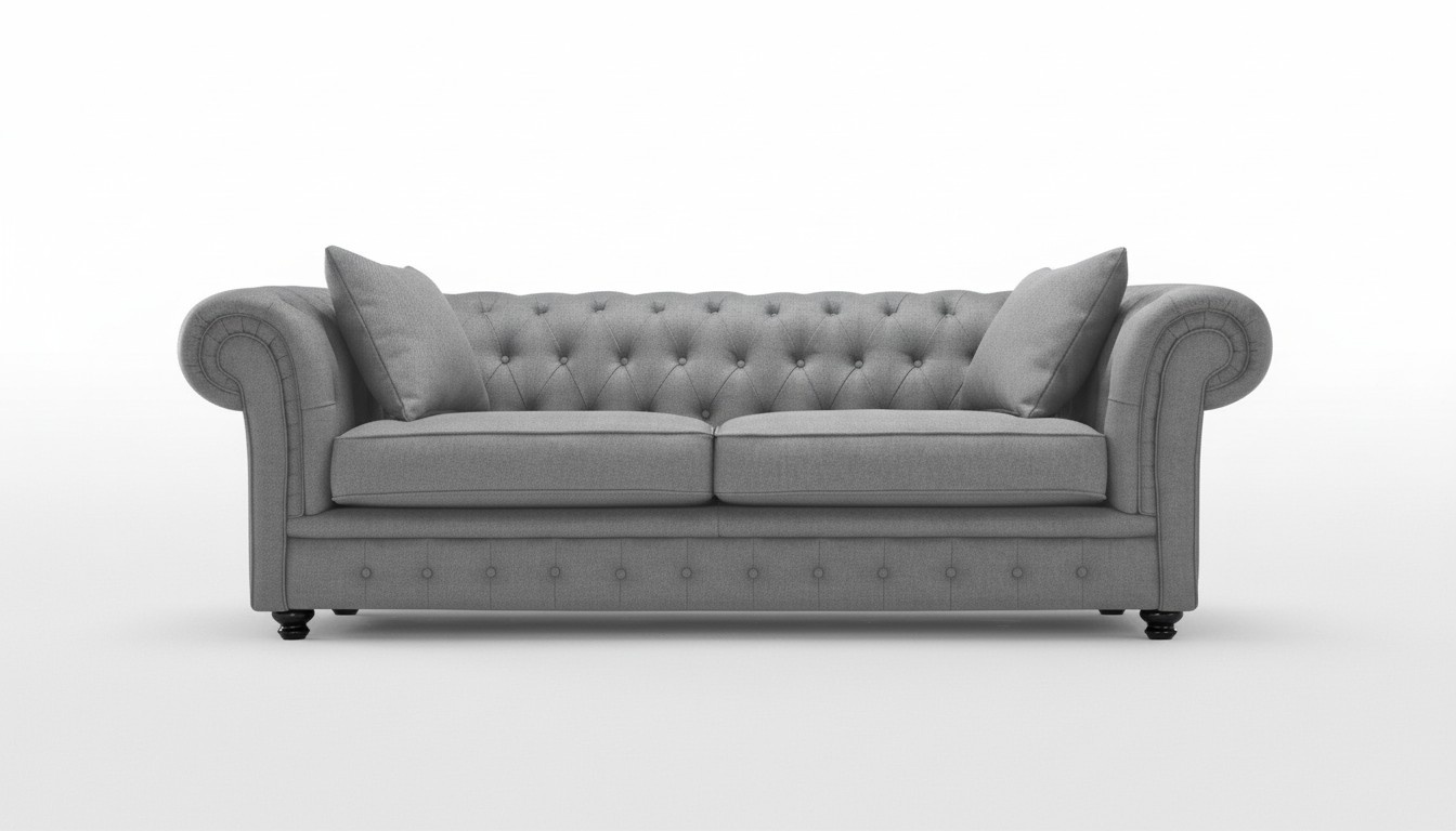 XXL Grau Sofa 4 Sitzer Couch Chesterfield Polster Sitz Garnitur Leder Textil Neu