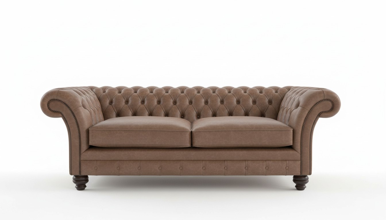 XXL Sofa 3 Sitzer Couch Chesterfield Polster Sitz Garnitur Leder Textil Beige
