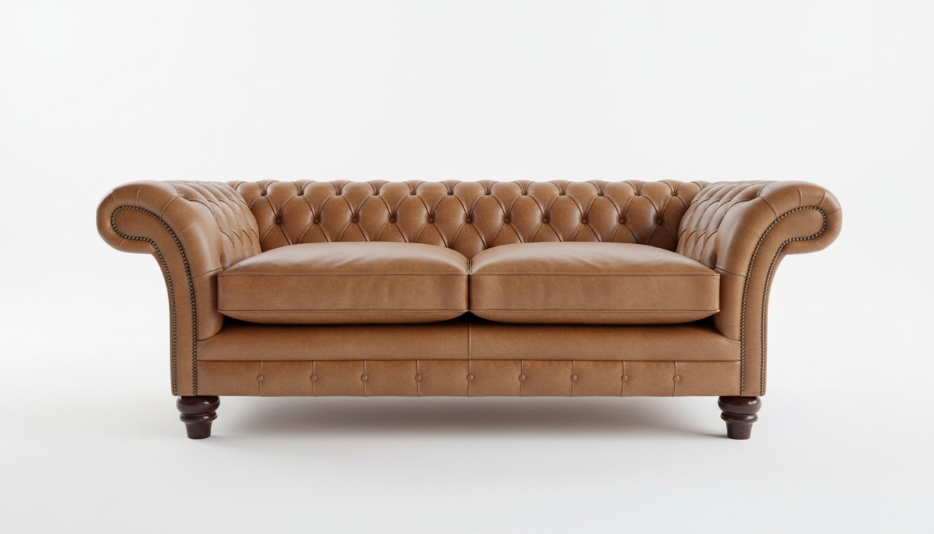 XXL Sofa 3 Sitzer Couch Chesterfield Polster Sitz Garnitur Leder Textil Braun