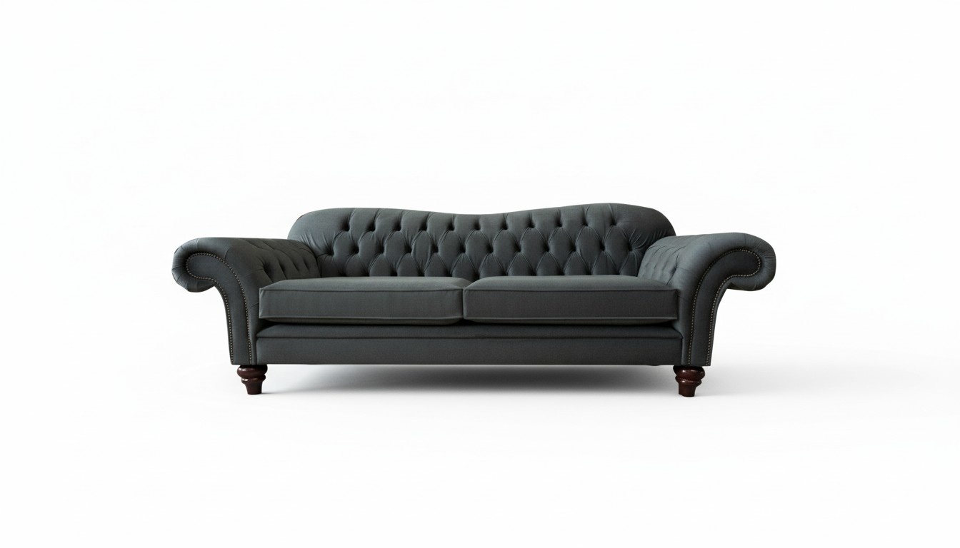 xxl Sofa 4 Sitzer Couch Chesterfield Polster Sitz Garnitur Leder Textil Grau