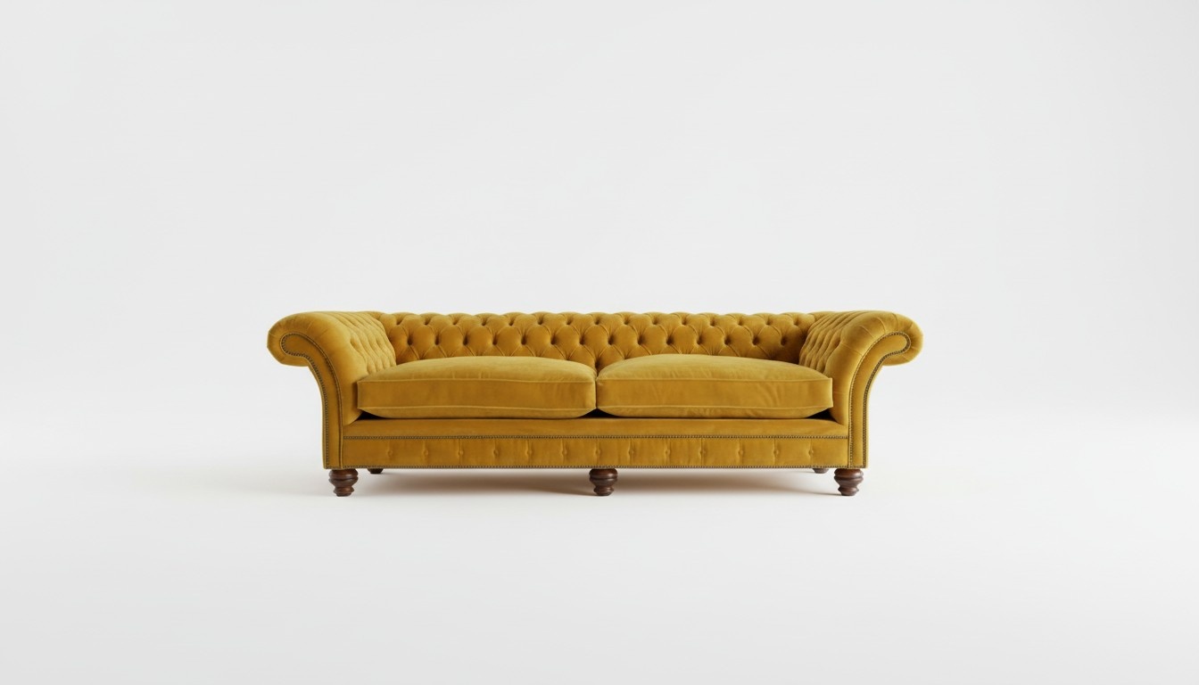 XXL Sofa 4 Sitzer Couch Chesterfield Polster Sitz Garnitur Leder Textil Gelbe