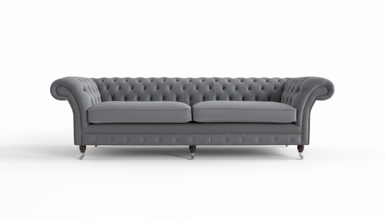XXL Sofa 4 Sitzer Couch Chesterfield Polster Sitz Garnitur Leder Textil Graue