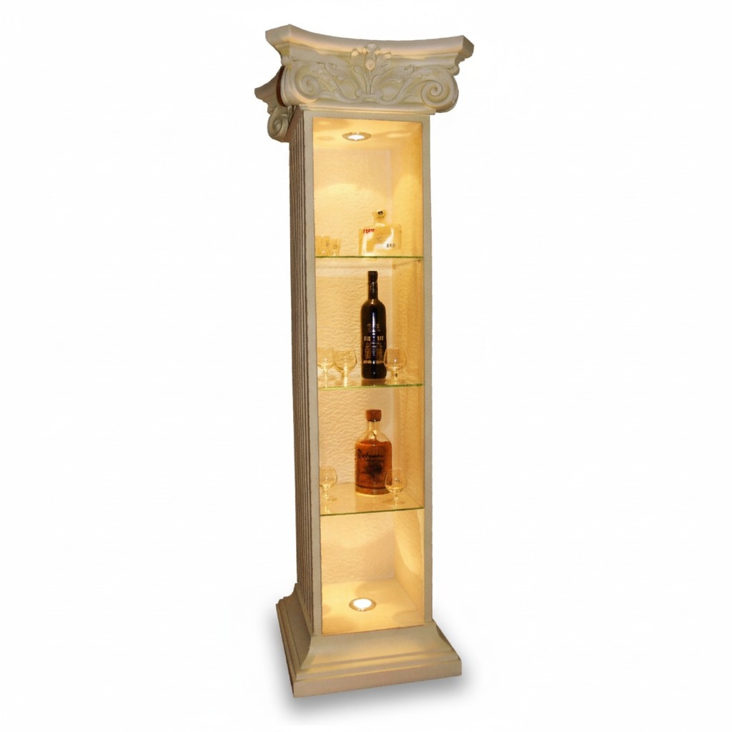 XXL Vitrine Bar Regal Glas Bodenfase Schrank Vitrinen Säule Wohnzimmer